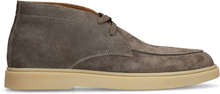 Manfield Heren Grijze suède veterschoenen
