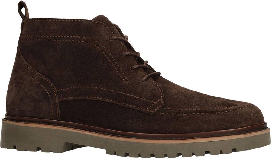 Manfield suède veterboots met profielzool bruin