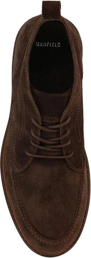 Manfield suède veterboots met profielzool bruin - Foto 3