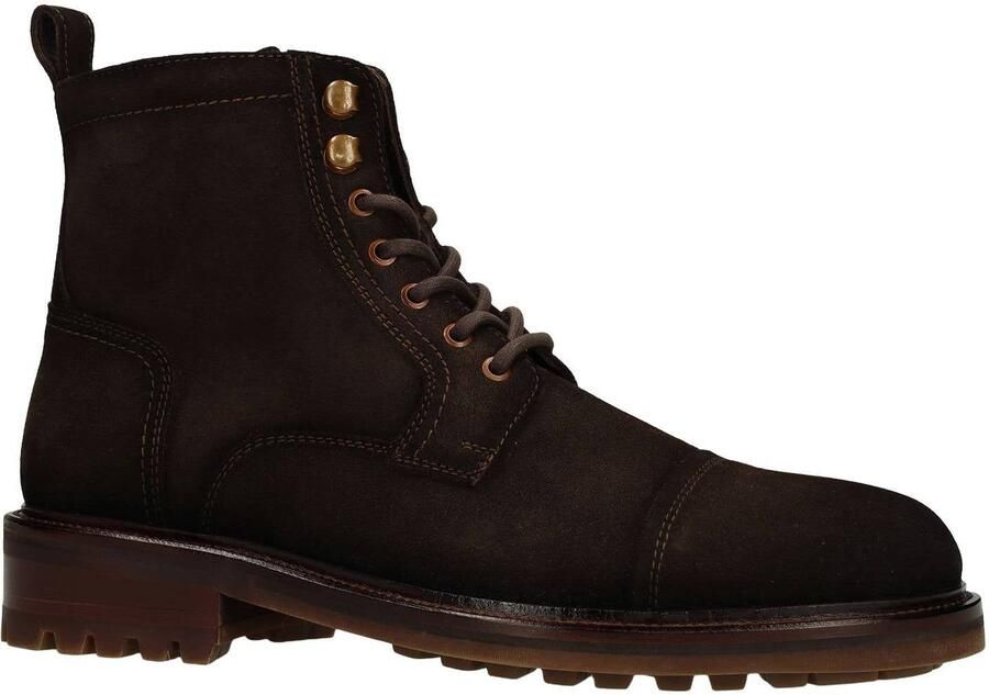 Manfield suède veterboots met profielzool bruin