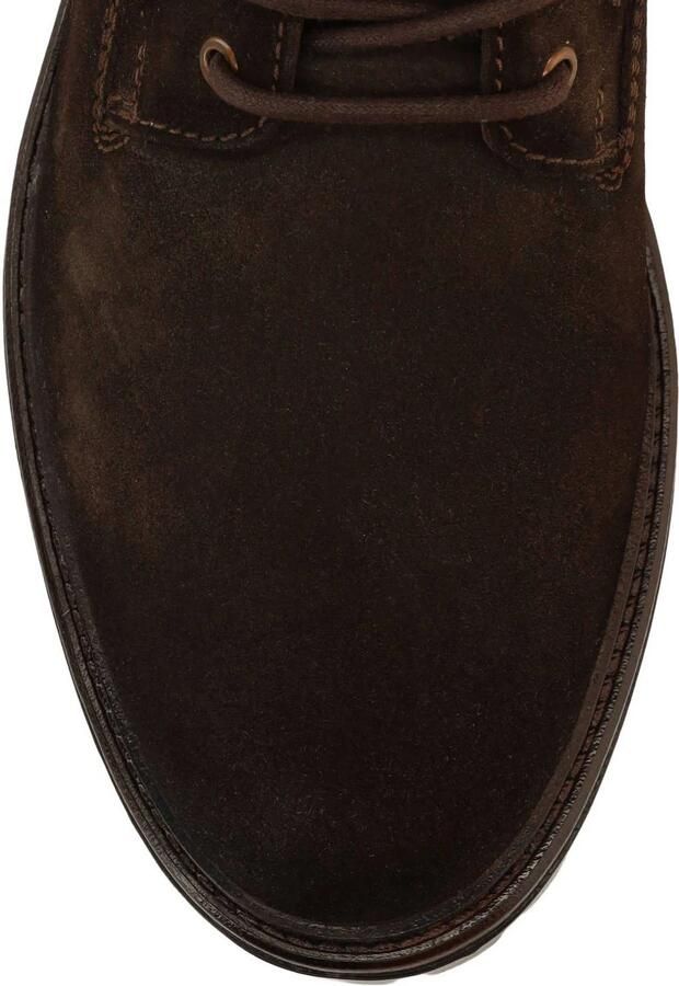 Manfield suède veterboots met profielzool donkerbruin - Foto 2