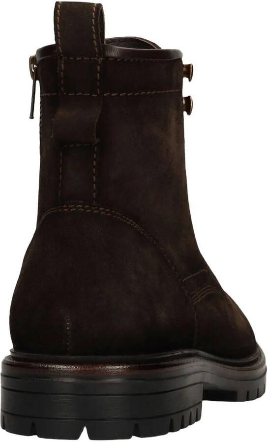 Manfield suède veterboots met profielzool donkerbruin - Foto 3