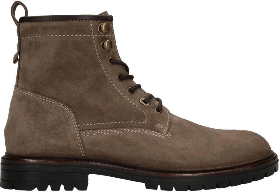Manfield suède veterboots met profielzool taupe