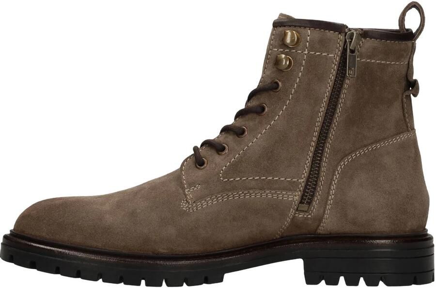 Manfield suède veterboots met profielzool taupe - Foto 2
