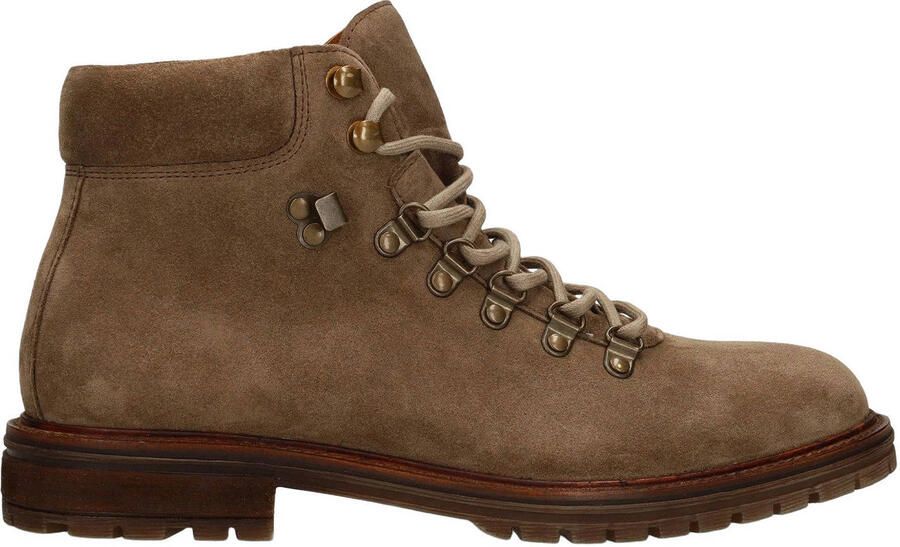 Manfield suède veterboots met profielzool taupe