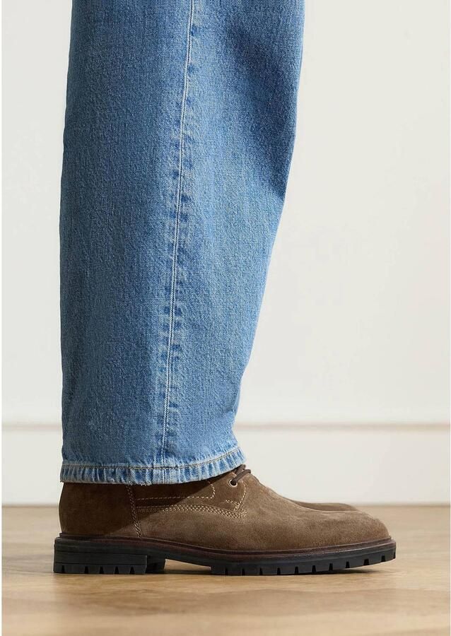 Manfield suède veterboots met profielzool taupe - Foto 2