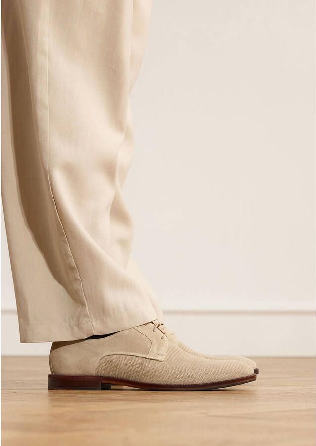Manfield Heren Taupe suède veterschoenen