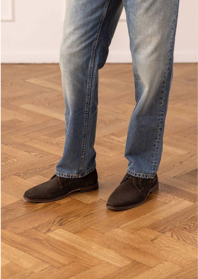 Manfield Heren Bruine suède veterschoenen