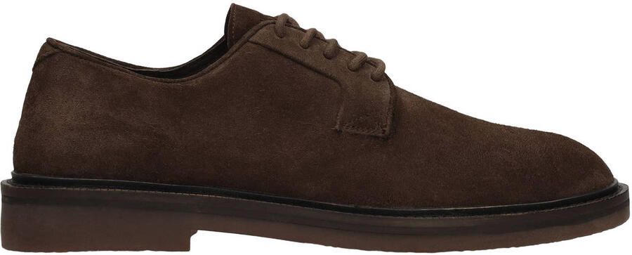 Manfield Bruine suède veterschoenen