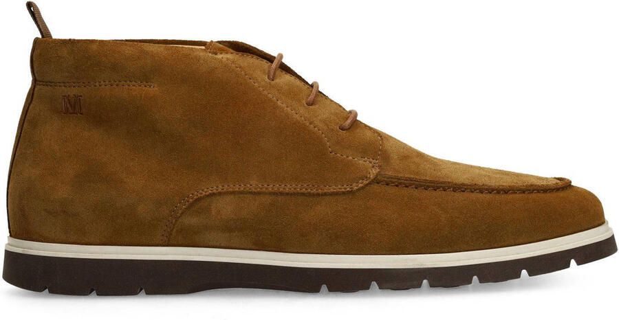 Manfield Heren Cognac suède veterschoenen