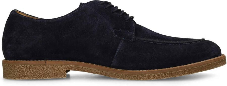 Manfield suède veterschoenen donkerblauw