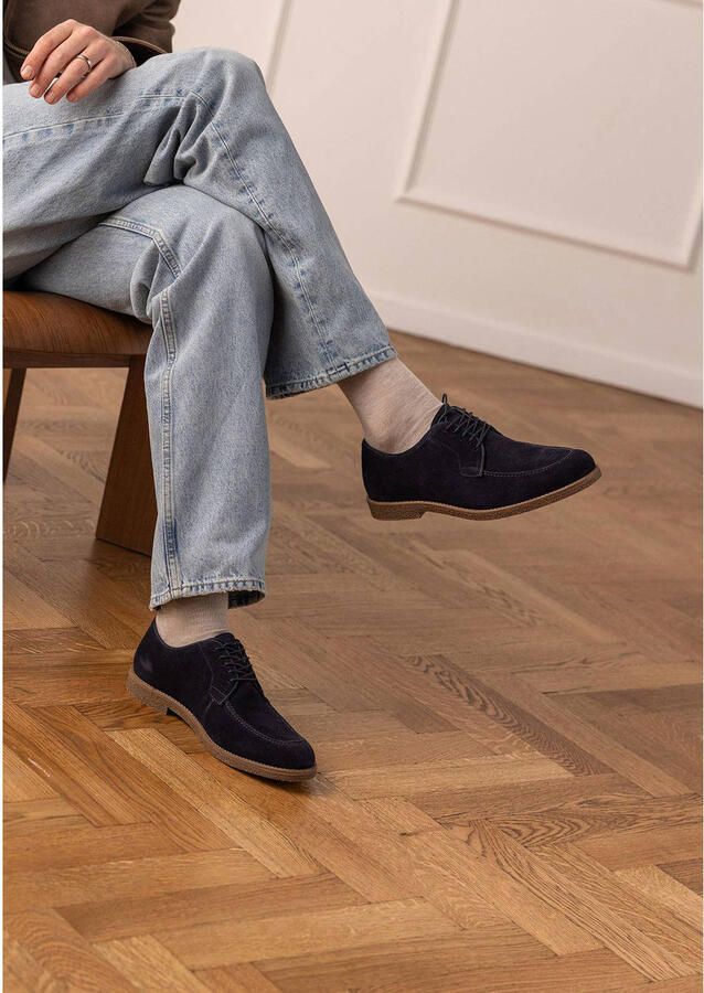 Manfield suède veterschoenen donkerblauw - Foto 2