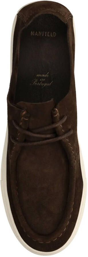 Manfield Heren Donkerbruine suède veterschoenen - Foto 3