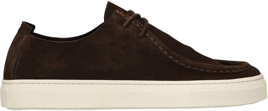Manfield Heren Donkerbruine suède veterschoenen