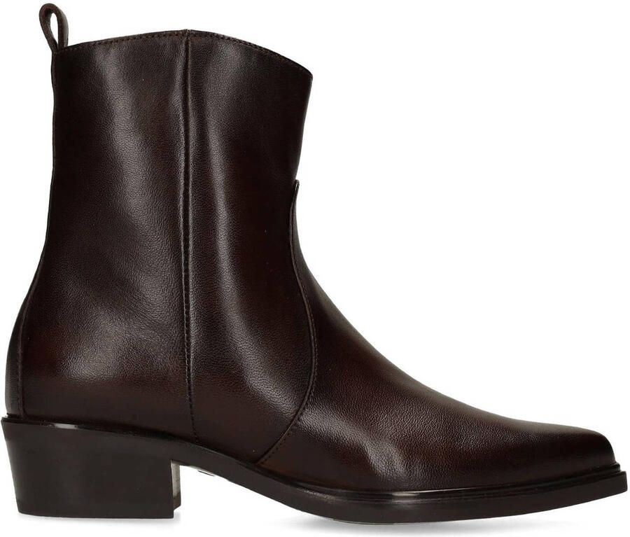 Manfield Dames Bruine leren enkellaarsjes