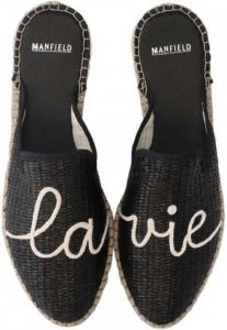 Manfield Dames Zwarte slippers 'La vie'
