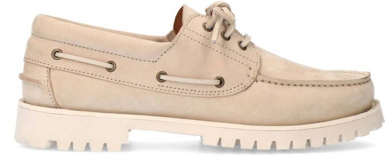 Manfield Heren Beige nubuck veterschoenen