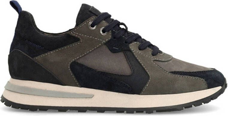 Manfield nubuck sneakers donkerblauw