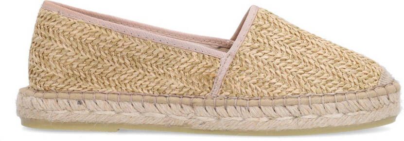 Manfield Dames Beige gevlochten raffia espadrilles