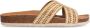 Manfield Dames Beige raffia slippers met glittersteentjes - Thumbnail 1