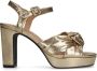 Manfield Dames Goudkleurige leren sandalen met hak - Thumbnail 1