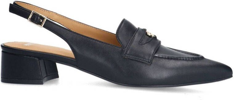 Manfield Dames Zwarte leren slingbacks