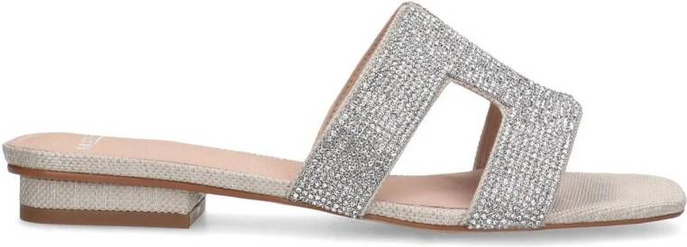 Manfield Dames Zilveren glitter slippers