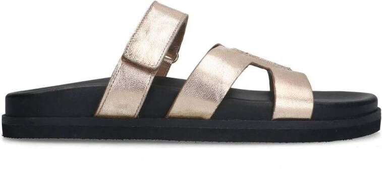 Manfield Dames Gouden leren slippers met bandje