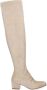 Manfield Dames Beige suèdine overknee laarzen - Thumbnail 1