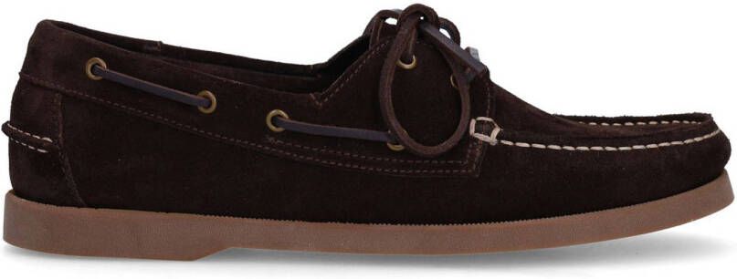 Manfield Heren Donkerbruine leren bootschoentjes