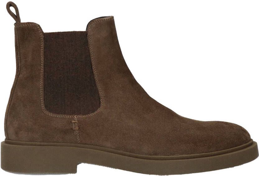 Manfield Heren Donkerbruine suède chelsea boots