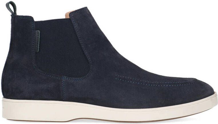 Manfield Heren Donkerblauwe suède chelsea boots