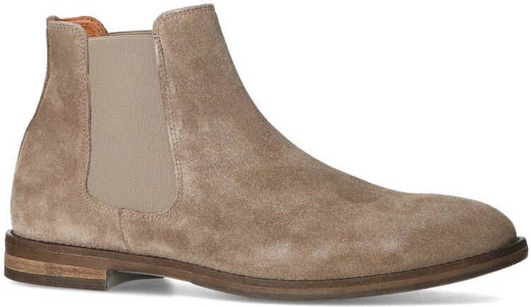 Manfield Heren Taupe suède chelsea boots - Schoenen.nl