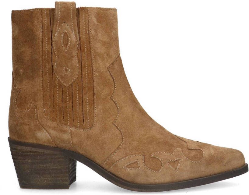 Manfield Dames Beige suède cowboy laarzen