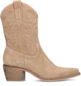 Manfield Dames Taupe suède cowboy laarzen
