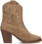 Manfield Dames Beige suède cowboy laarzen - Thumbnail 1