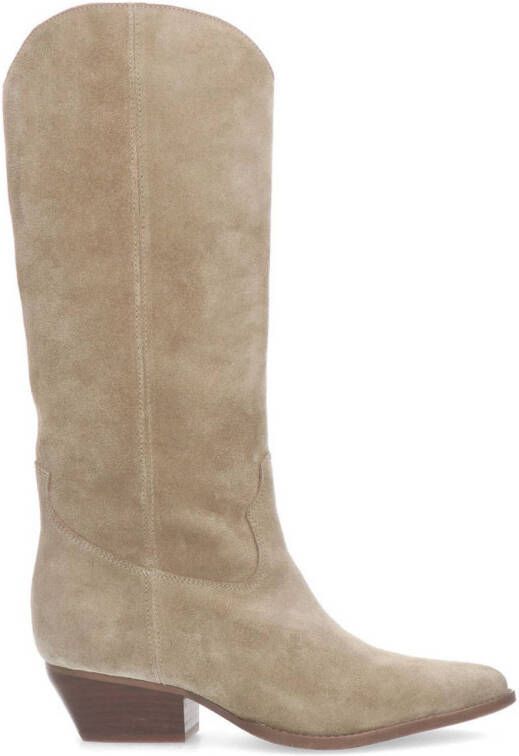 Manfield Dames Beige suède cowboylaarzen