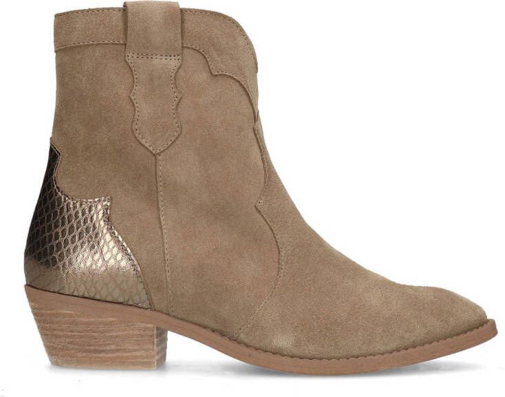 Manfield suède cowboylaarzen beige