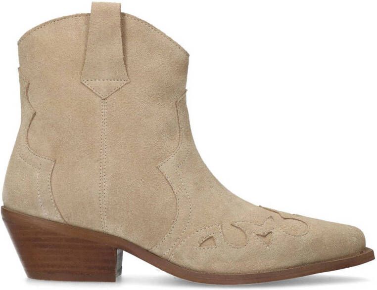 Manfield Dames Beige suède cowboy laarzen