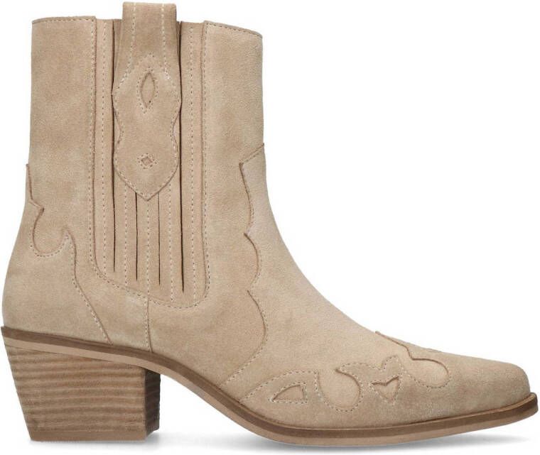 Manfield Dames Beige suède cowboylaarzen