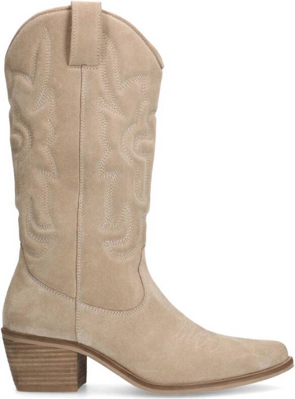 Manfield suède cowboylaarzen beige