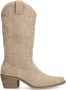 Manfield Dames Beige suède cowboylaarzen - Thumbnail 1