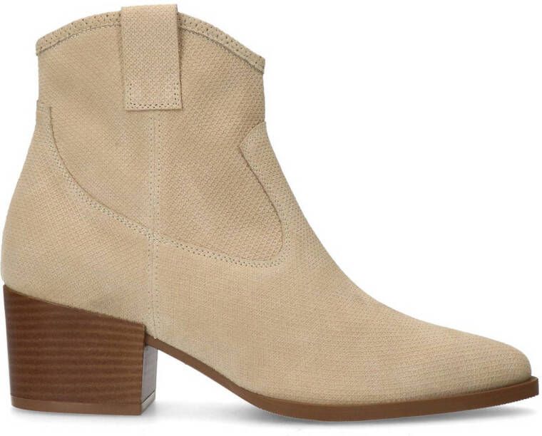 Manfield Beige suède enkellaarsjes