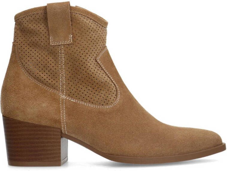 Manfield suède cowboylaarzen beige