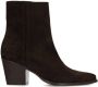 Manfield Dames Bruine suède enkellaarsjes met hak - Thumbnail 1