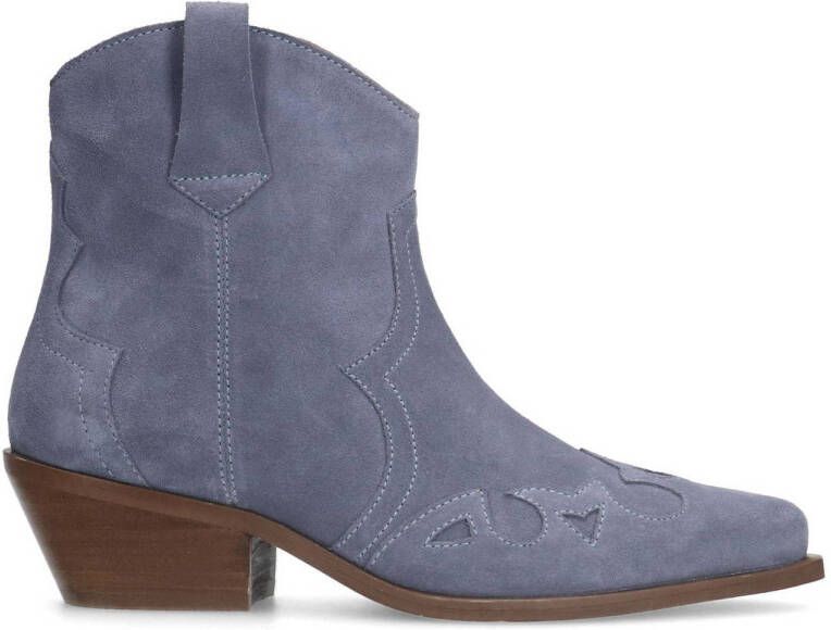 Manfield Dames Blauwe denim cowboy laarzen