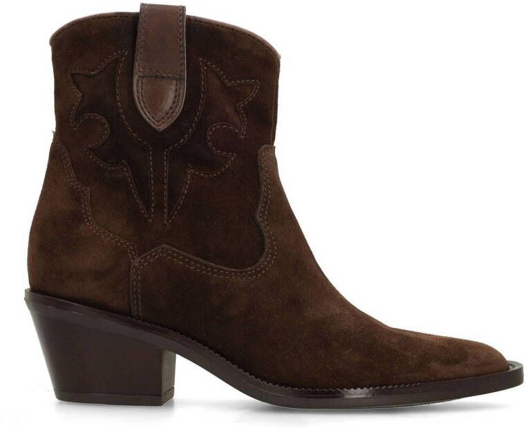 Manfield Dames Bruine suède cowboy laarsjes