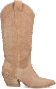Manfield Dames Taupe suède hoge cowboy laarzen