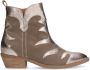 Manfield Dames Taupe suède cowboylaarzen met metallic details - Thumbnail 1