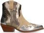 Manfield Dames Beige suède cowboy laarzen met zilveren metallic details - Thumbnail 1